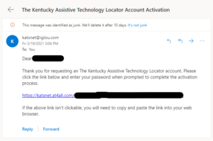 Email with activation link